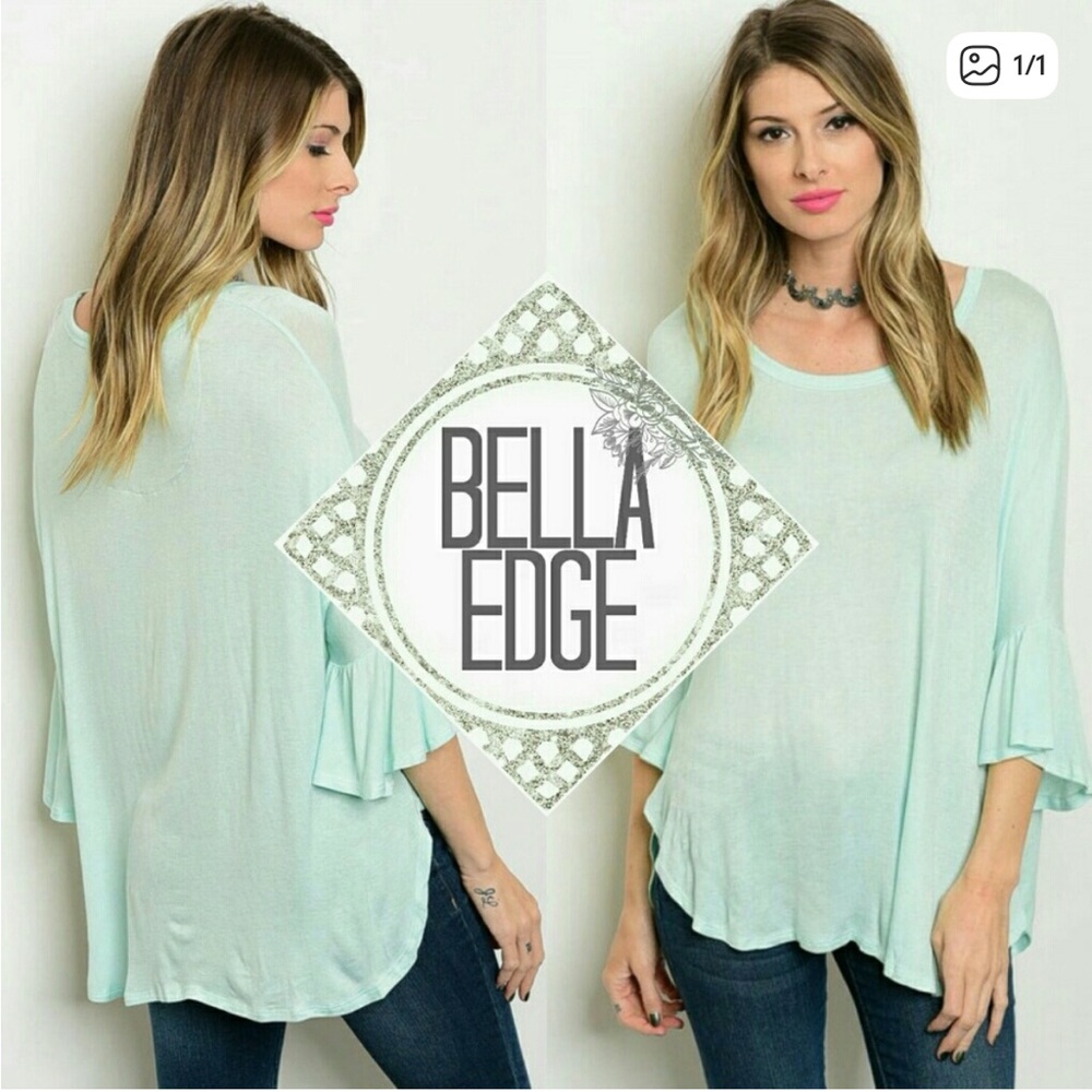 Mint Babydoll 3/4 Bell Sleeve Top